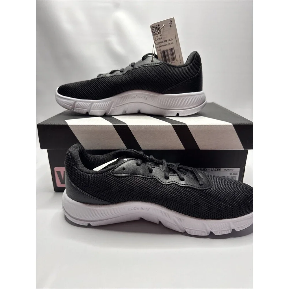 Adidas Cloudfoam Flex - Laces Walking Shoes Black and White Women’s Size 10 Wide
